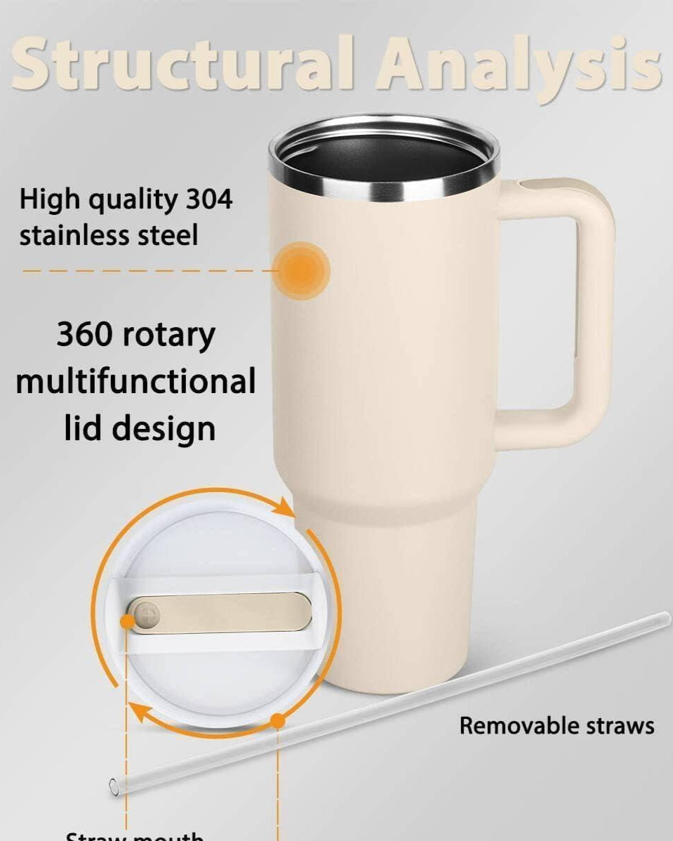 Stainless Steel Tumbler with Lid and Straw Vacuum Insulated Tumbler Double Wall Reusable Tumbler Bottle with Handle Leak Proof