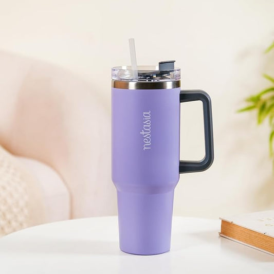 Nestasia 1.2L Tumbler with Lid & Straw | Insulated Reusable Stainless Steel Water Bottle | Leak Proof Mug for Office, Gym, Travelling